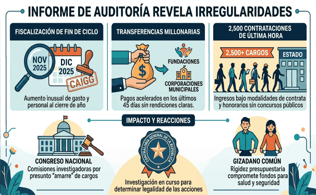 Auditoría detecta millonarias transferencias y 2.500 contrataciones irregulares a fines de 2025